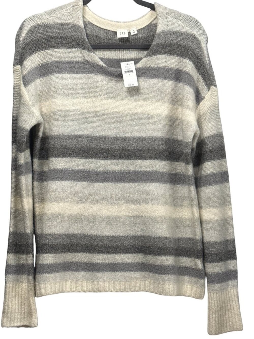 Gap NEW Womens Gray Striped Alpaca Blend Sweater Size Small Lightweight Knit